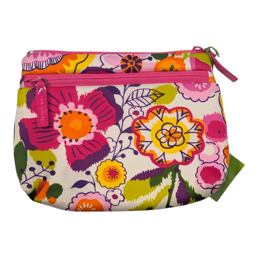 NWT Vera Bradley Pink Floral Makeup Toiletry Bag Organizer 8x6 - Picture 2 of 5